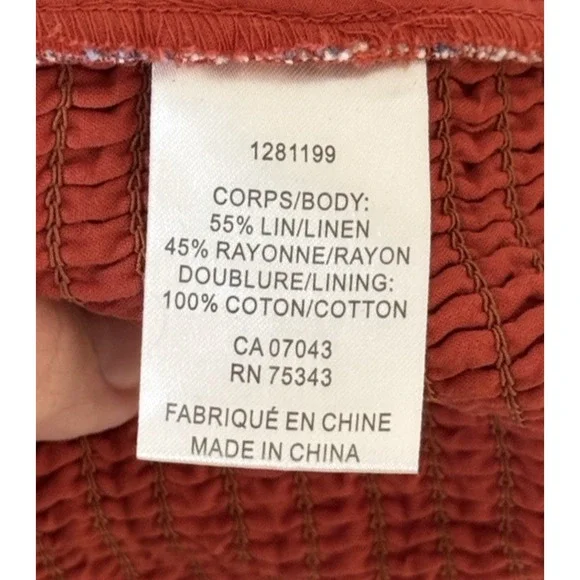 Caroline Constas Linen Blend Orange Blue Crop Top Tiger Print Medium - Picture 8 of 9